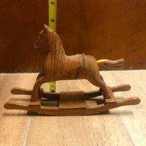 Hand Carved Wood Rocking Horse 6" Tall